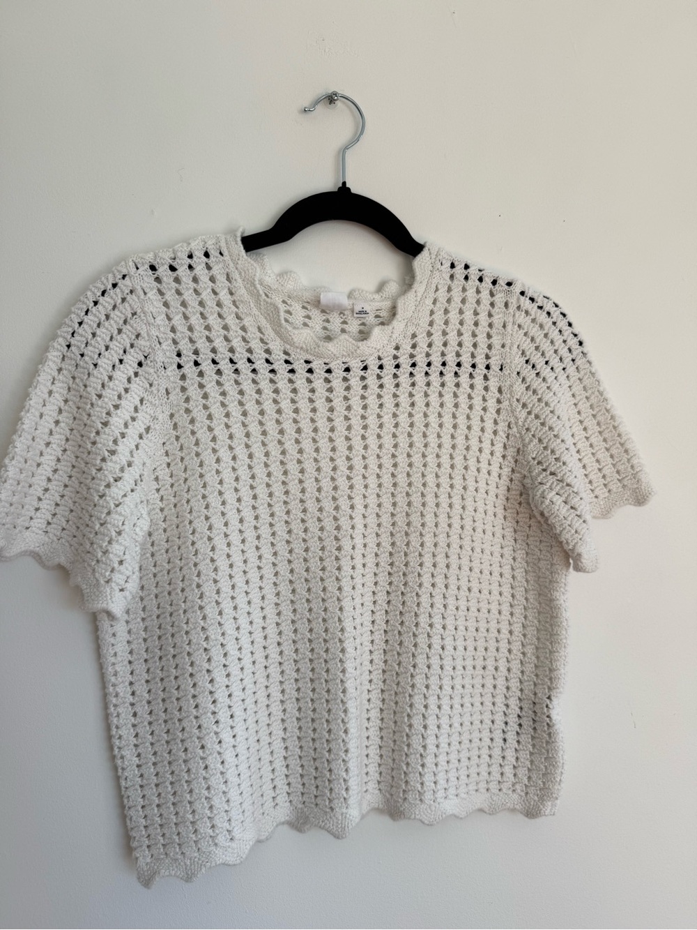 GAP White Crochet Knit Short Sleeve Top